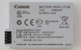 LP-E8 BATTERY BACK