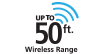 Up to 50ft in wireless range
