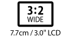 3:2 Wide 7.7cm/3.0-inch LCD