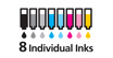 8 individual inks